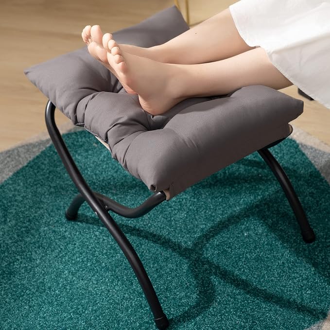 AbocoFur 15" Folding Footrest Stool, Accent Padded Sofa Foot Stool - Image 8