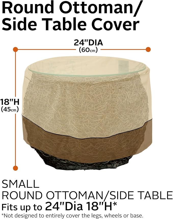 Classic Accessories Veranda Water-Resistant 24 Inch Round Patio Ottoman/Coffee - Image 3