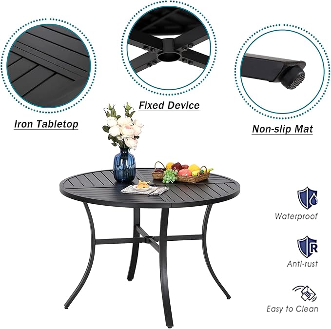 PHI VILLA 5 Pieces Outdoor Round Table Set - Image 8
