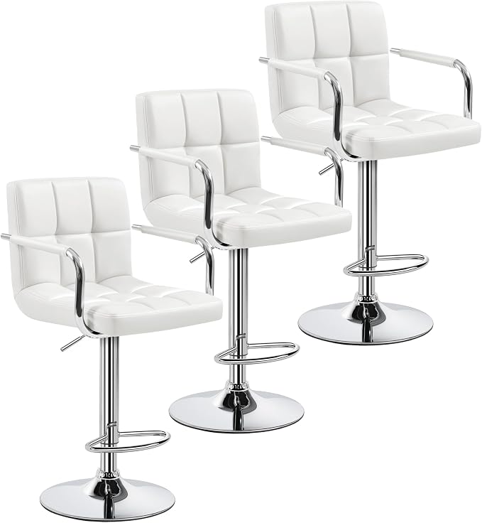 Yaheetech Bar Stools Set of 3, PU Leather Adjustable Barstools by Yaheetech