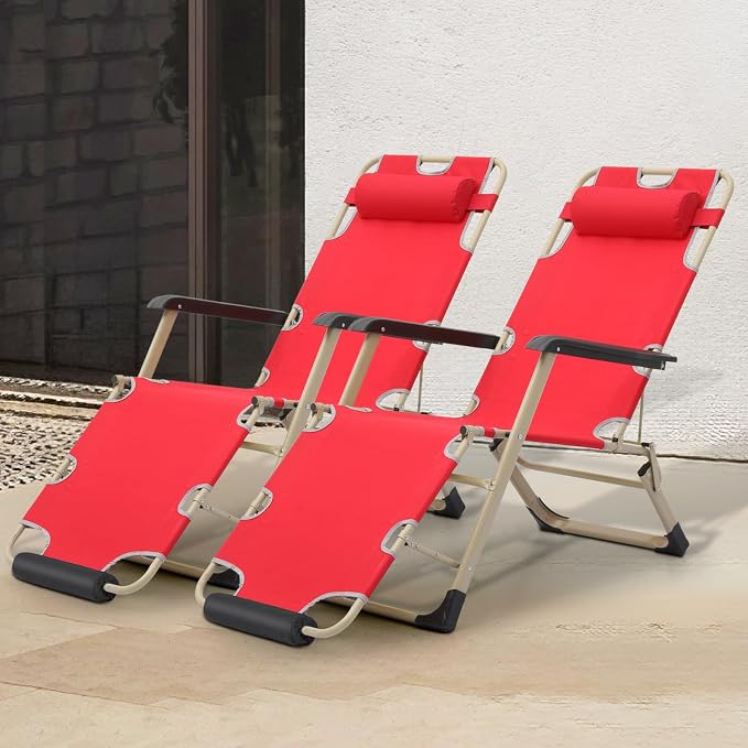 Athena Collection Zero Gravity Outdoor Lounge Chair Set of 2, Outdoor Chaise - Image 2