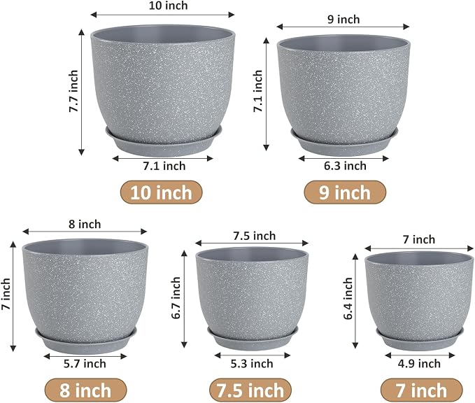 Plant Pots 10/9/8/7.5/7 inch Flower Pots - Image 2
