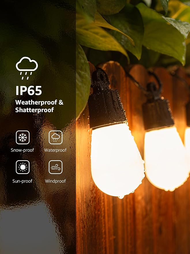 Lepro ZB1 AI Smart Outdoor String Lights APP Control, 54 ft RGB+IC+Warm White - Image 4