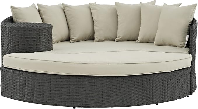 Modway EEI-1982-CHC-BEI Sojourn Wicker Rattan Outdoor Patio Sunbrella Fabric - Image 5