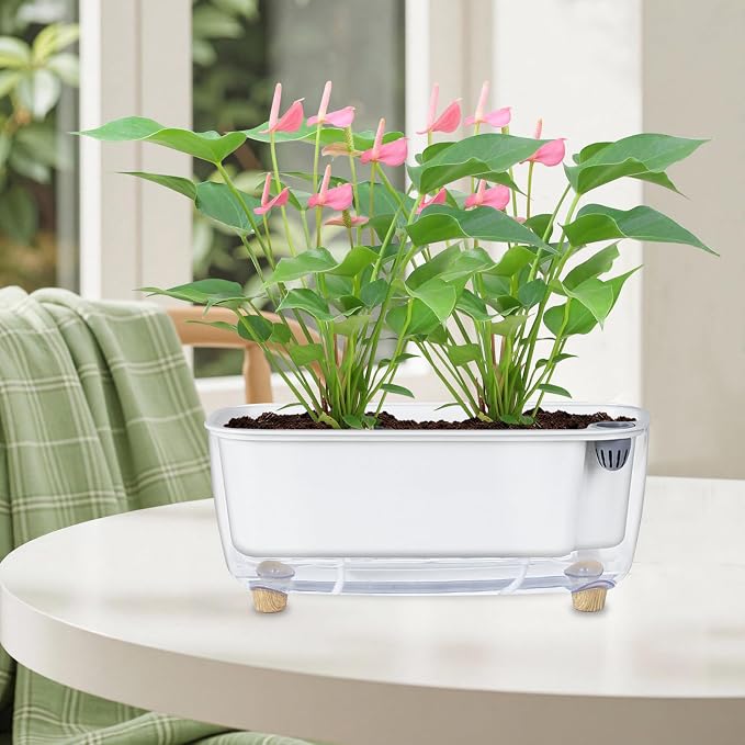 Self Watering Planter with Coco Coir Pellets, 11.8 Inch Plastic Rectangular - Image 8