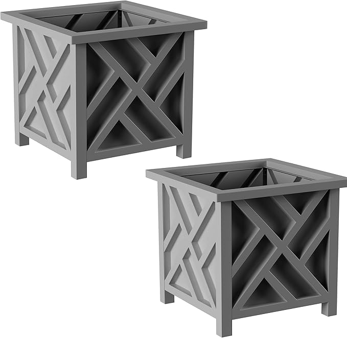 Lattice Design Outdoor Planter Box 2-Pack by PureGarden