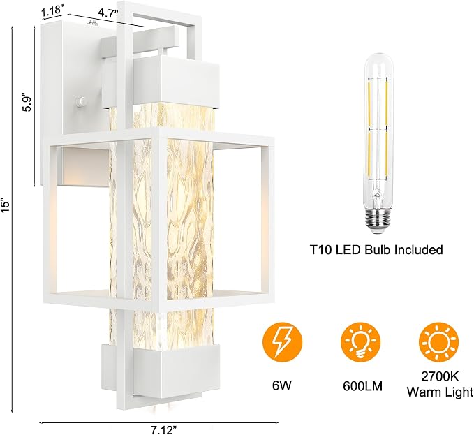 PARTPHONER Modern Outdoor Wall Porch Lights 2 Pack - Image 4