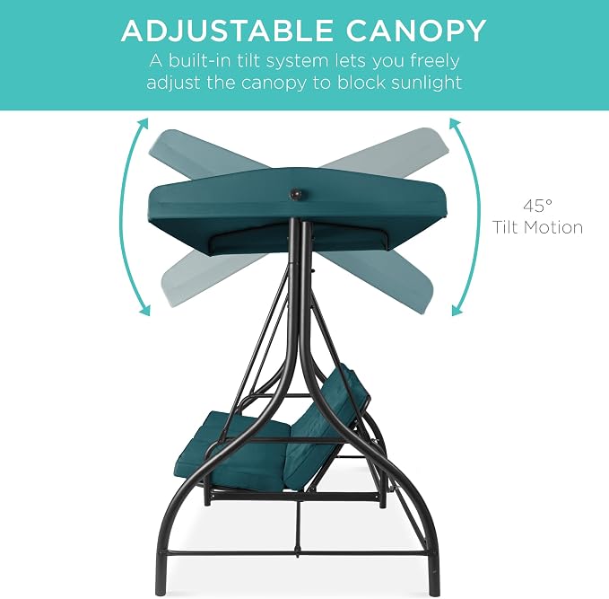 Best Choice Products 3-Seat Outdoor Large Converting Canopy Swing Glider - Image 5
