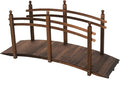 Outsunny 7.5' Wooden Arch Garden Bridge, Safety Rails by Outsunny