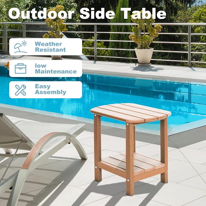 Adirondack Outdoor Side Table, 16.5” HDPE Small Patio Table - Image 5