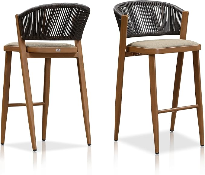 PURPLE LEAF Bar Stool Set of 2 Outdoor Bar Chairs by PURPLELEAF