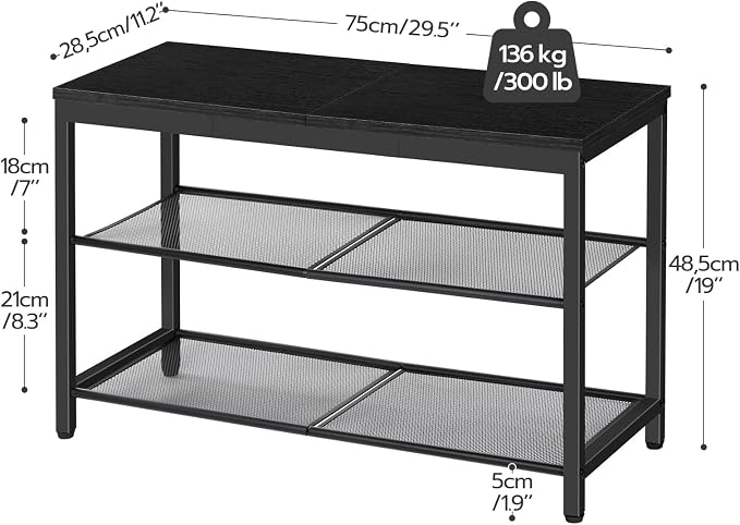 HOOBRO Shoe Bench, 3-Tier Shoe Rack, Industrial Shoe Organizer Storage Bench - Image 3