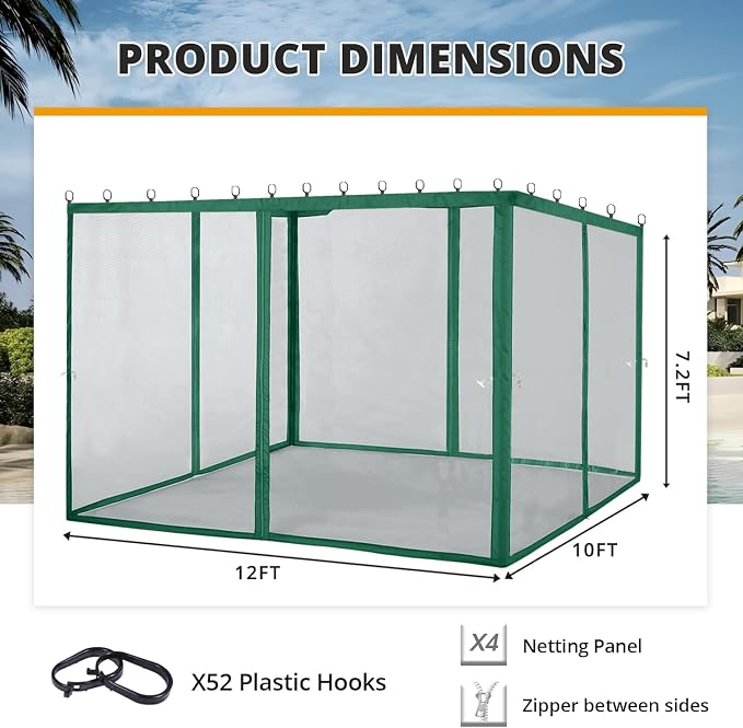 MASTERCANOPY Patio Gazebo Mosquito Netting Screen Walls - Image 2