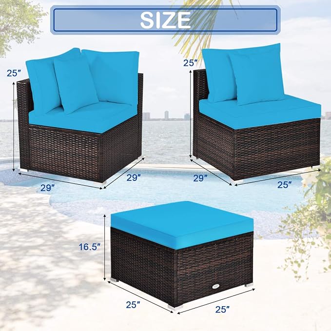 Tangkula 4 Pieces Patio Furniture Set, All Weather Outdoor Sectional Rattan - Image 5