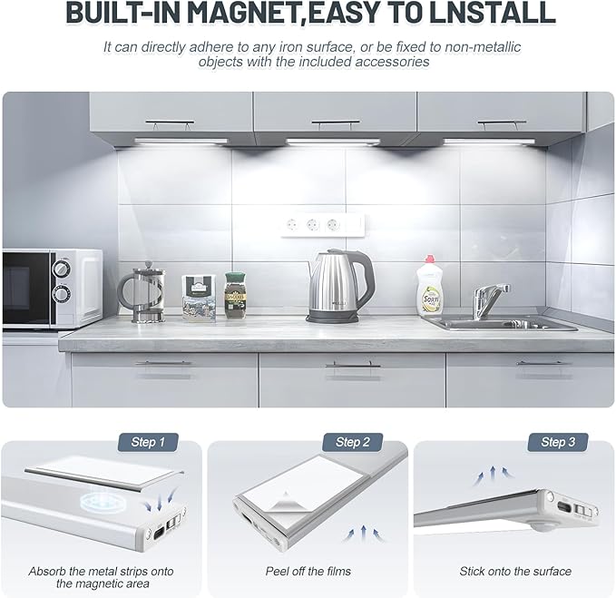 6 Pack Under Cabinet Lights Wireless, 68 LED Motion Sensor Light Indoor - Image 6
