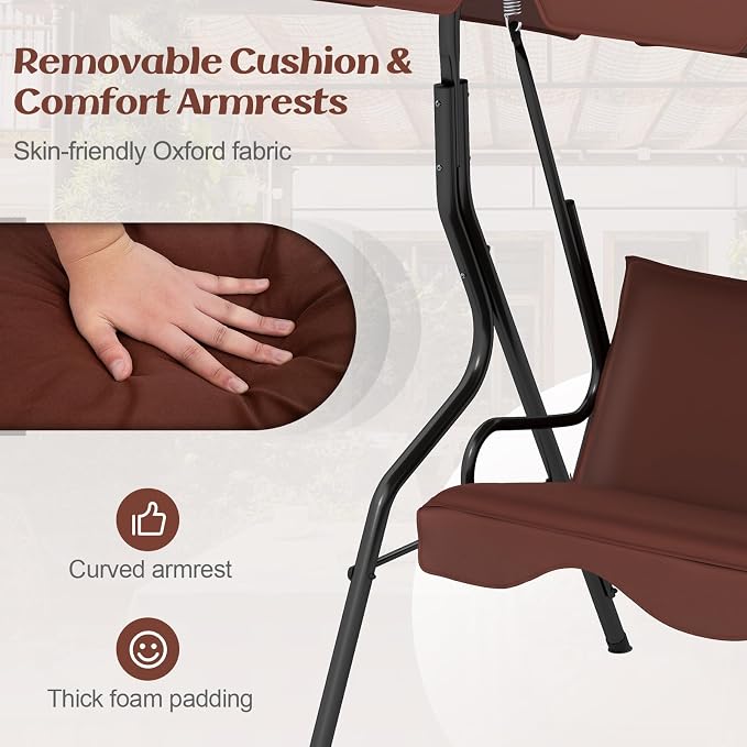 Tangkula 3 Person Porch Swing, Patio Swing - Image 5