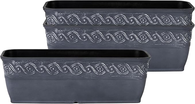 Classic Home and Garden Corinthian Rectangular Trough Window Box Planter by ClassicHomeandGarden