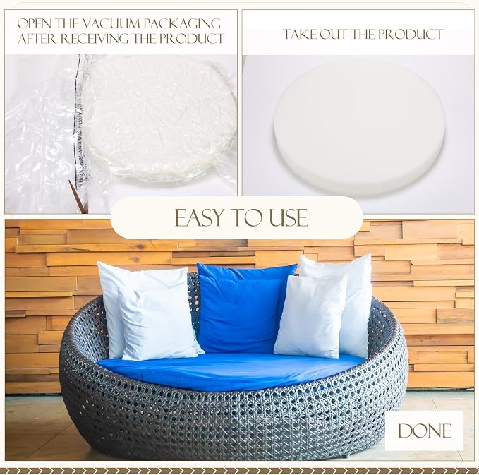 Frienda 3" Height 66" Diameter High Density Foam Round Cushion Insert 35 D - Image 2