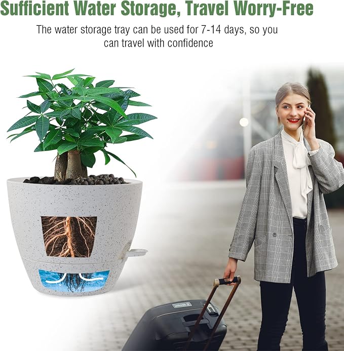 12 inch Large Self Watering Pots, Plastic Planters - Image 5
