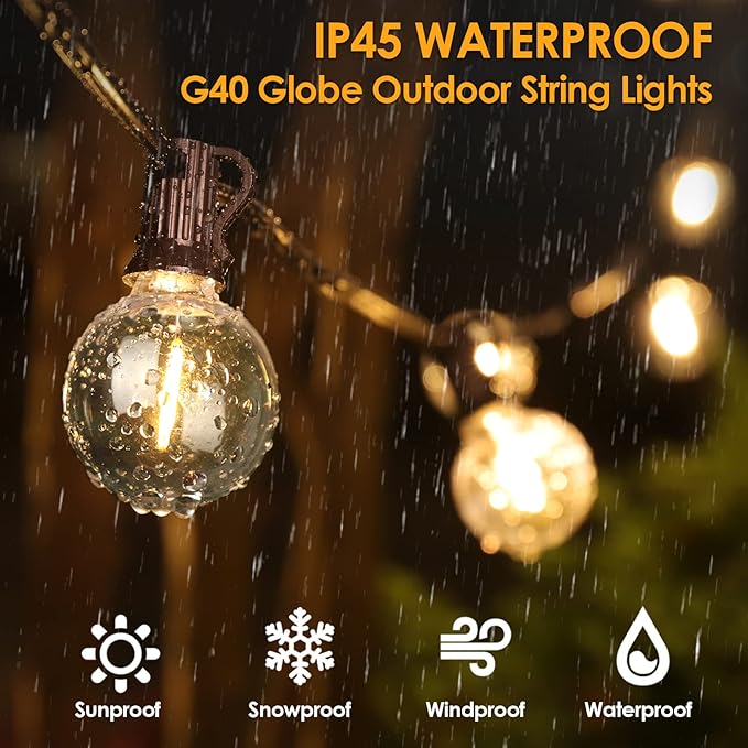 Mlambert 100Ft Outdoor String Lights, G40 Globe Patio Lights - Image 2