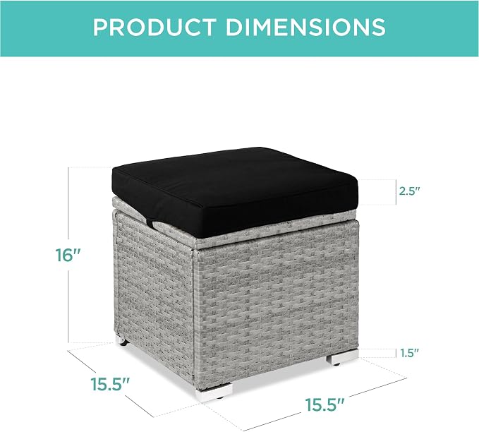 Best Choice Products Set of 2 Wicker Ottomans, Additional Seating, Side Table - Image 2