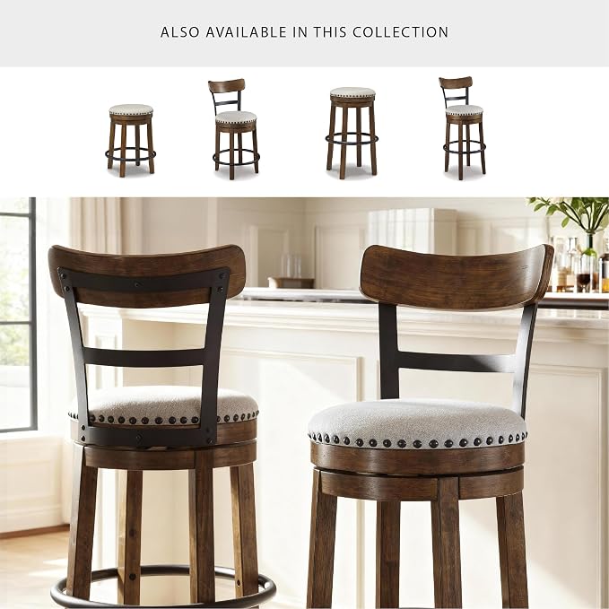 Signature Design by Ashley Valebeck | 30″ Farmhouse Pub-Height Swivel Barstool - Image 5