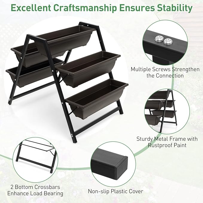 Giantex Vertical Raised Garden Bed, 5 Planter Boxes Container w/Drainage Holes - Image 3