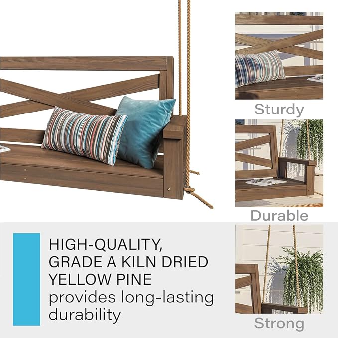 Porchgate Amish Heavy Duty 700 Lb Boardwalk Porch Swing W/Ropes - Image 5