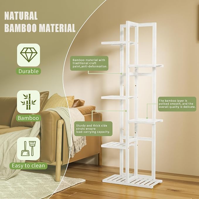 6 Tier Bamboo Plant Stand Indoor, Wood Tall Flower Holder Corner Tiered Plant - Image 5