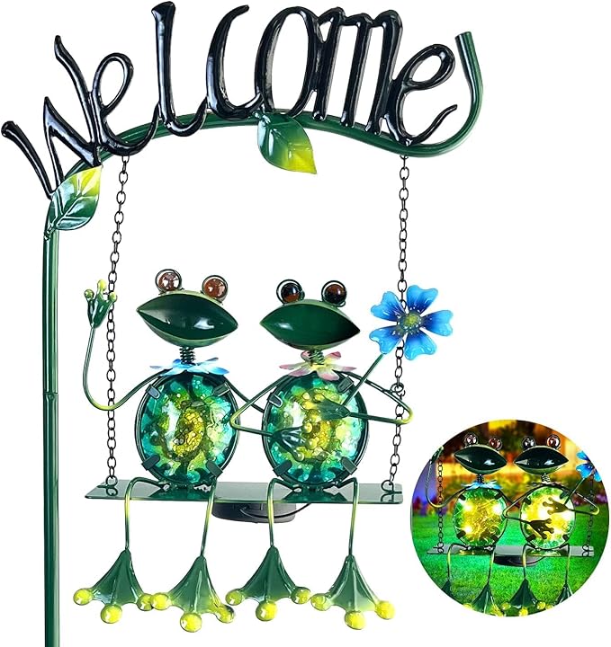 HONGLAND Solar Lights Outdoor Waterproof, Frog Swing Garden Decor, Frog by HONGLAND
