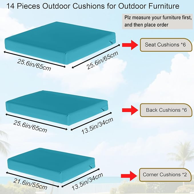 Outdoor Replacement Cushions for Patio Furniture, Splash-Resistant and - Image 2