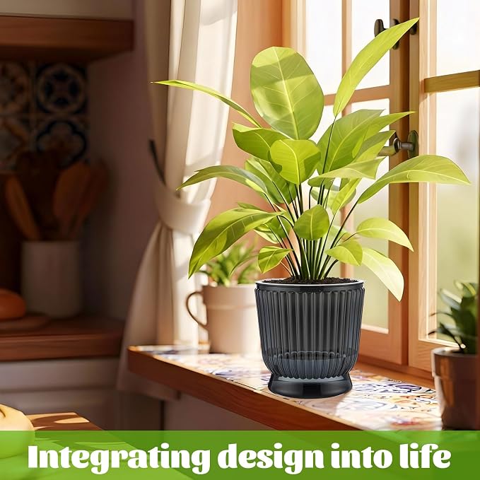 Set of 6 Self Watering Plant Pot 3 Sizes Plastic Double Layer Self Watering - Image 5