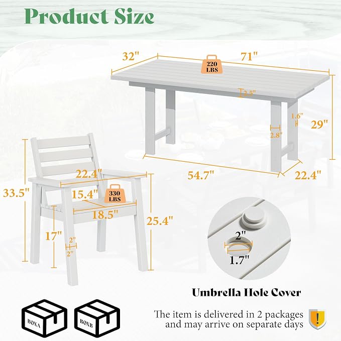 AMERLIFE 7-Piece HDPE Outdoor Dining Set - Image 2