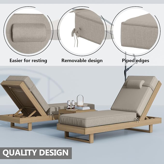 72 x 21 x 4 Inch Olefin Chaise Lounge Cushions, Lounge Chair Cushions - Image 6