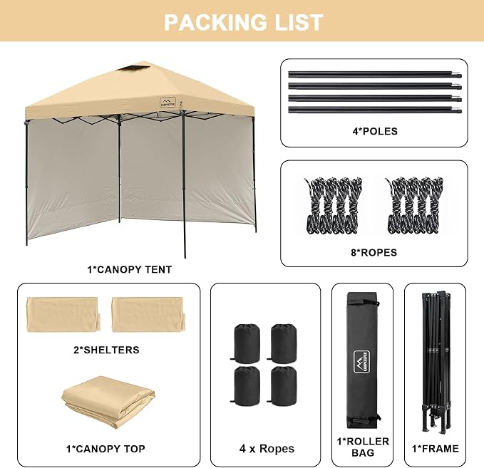 KAMPKEEPER 10x10 Easy Pop Up Canopy Tent - Image 6
