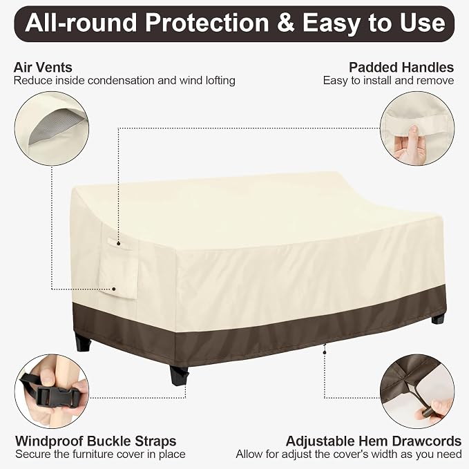 PureFit Outdoor Couch Cover Waterproof Patio Sofa Furniture Covers, 3-Seater - Image 5