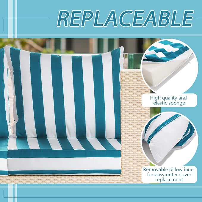 Hoteam 6 Set Outdoor Chair Cushions 20 x 20 Inch Patio Cushions Deep Seat - Image 5