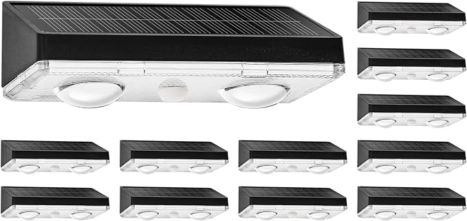 Solar Fence Lights Outdoor 12 Pack – IP65 Waterproof Wireless Solar Deck Lights by Unknown
