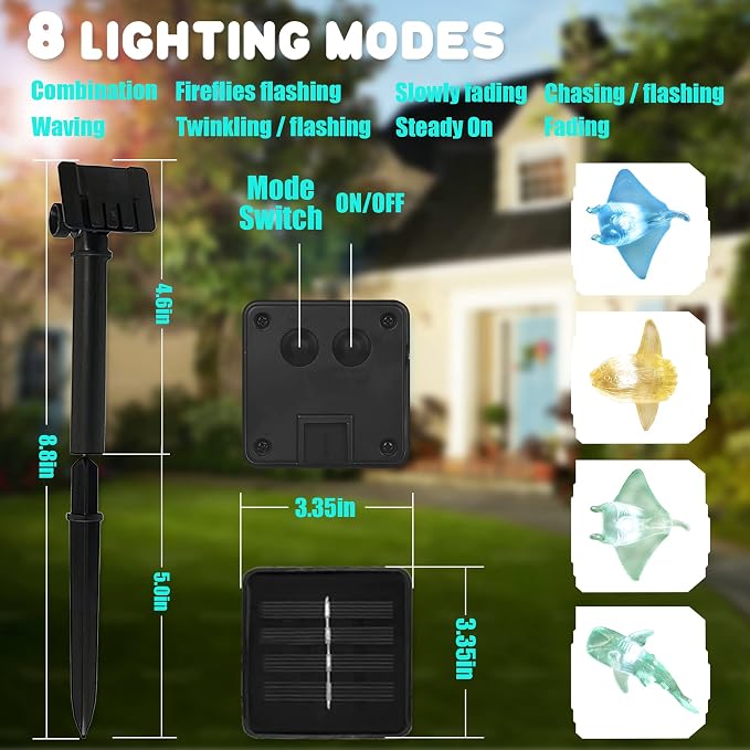 Nautical Solar Lights for Outside Sea Fish Outdoor Garden Decor Marine Fairy - Image 2