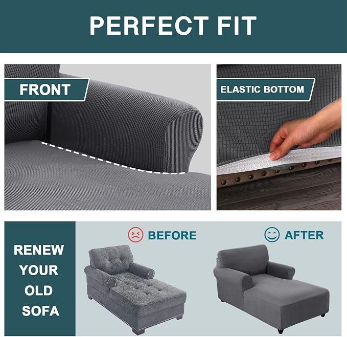 FantasDecor Chaise Lounge Cover Stretch Chair Lattice Slipcover - Image 6