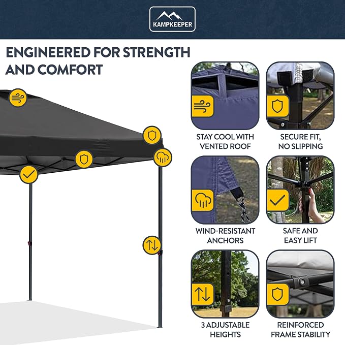 KAMPKEEPER 10x10 Pop-Up Canopy Tent, Waterproof, Portable Shade - Image 3