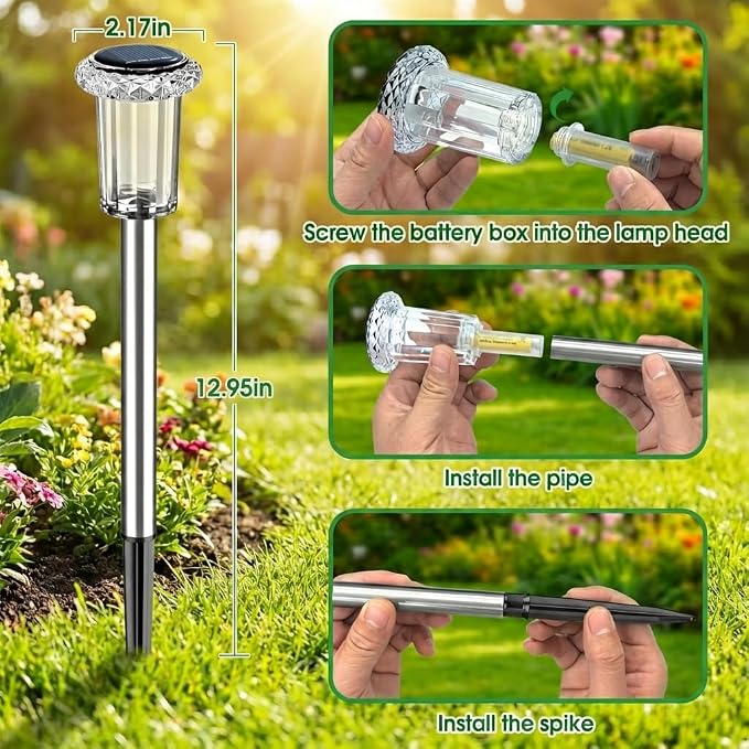 Solar Outdoor Lights, 10 Pack Solar Pathway Lights Outdoor Waterproof, - Image 6