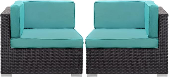 Modway Convene Corner Sectional Outdoor Patio, Espresso Turquoise by Modway