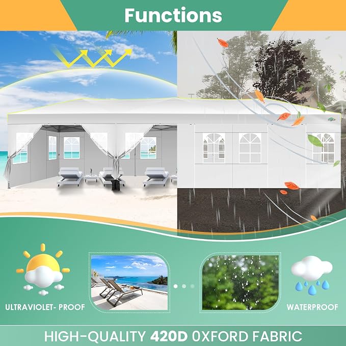 COBIZI 10x30 Pop Up Canopy Tent, Wedding Party Tent - Image 6
