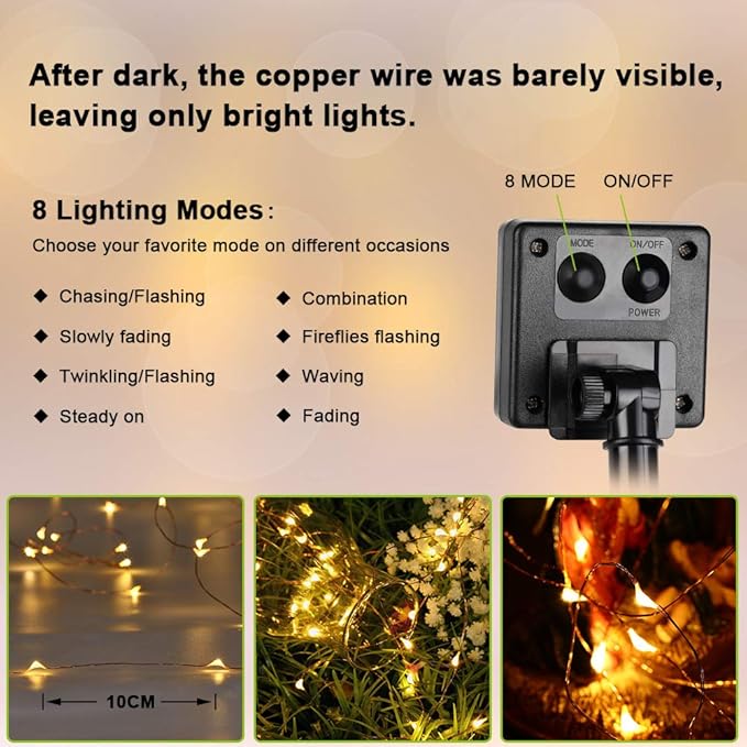Brizled 2 Pack Solar String Lights, Total 132FT 400 LED Outdoor Solar Fairy - Image 3
