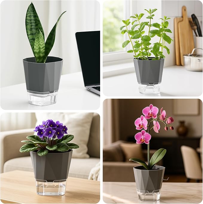 10 Pack Self Watering Pots for Indoor Plants, 6.7 Inches Self Watering Planters - Image 7