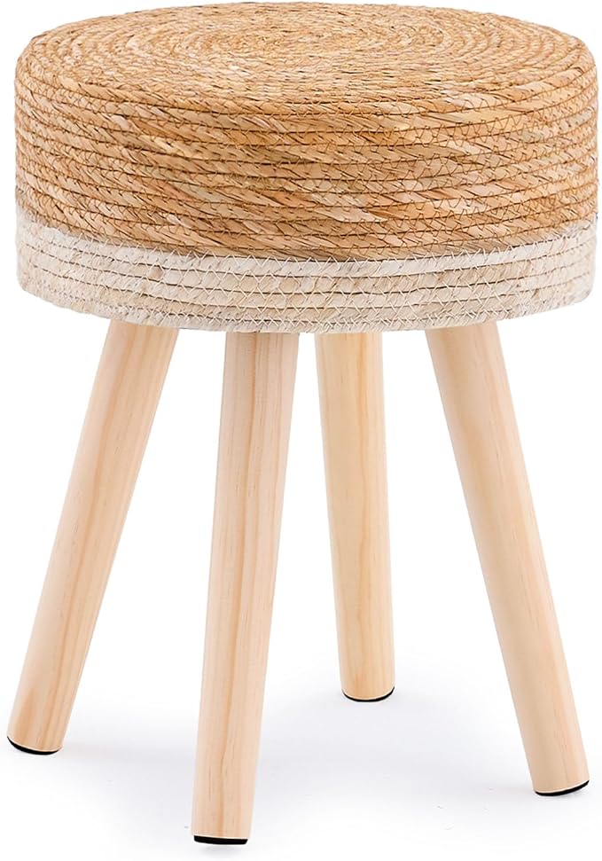 Handwoven Outdoor Ottoman, Water Hyacinth Pouf Round Patio Footstool by LGENHOOMHandwovenNaturalWaterHyacinthBasket