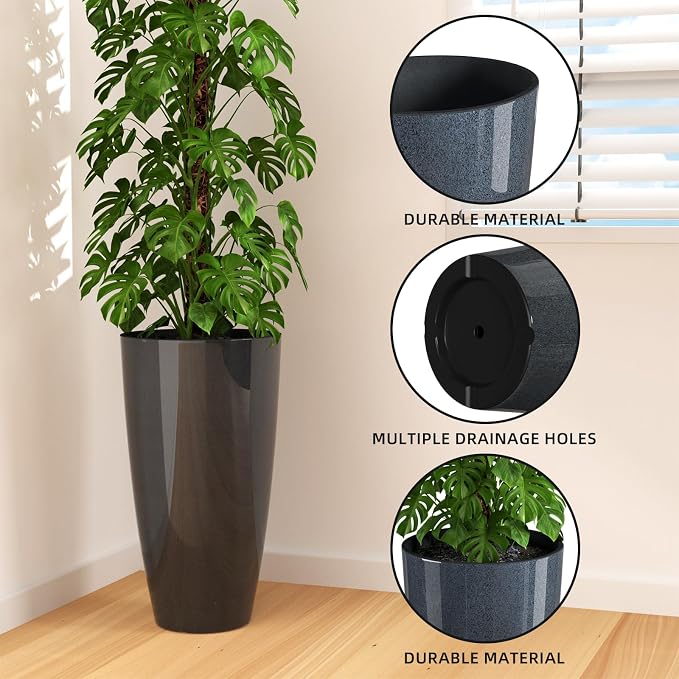 QCQHDU 21 inch Tall Planters for Outdoor & Indoor Plants, 2 Pack Sturdy - Image 8