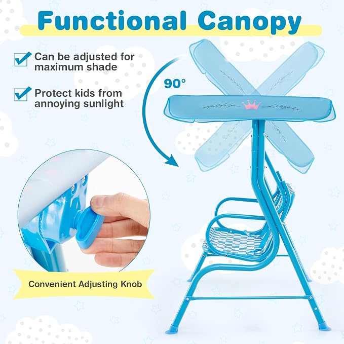 Costzon Kids Porch Swing, All-Weather Patio Swing Bench Hammock w/Adjustable - Image 2