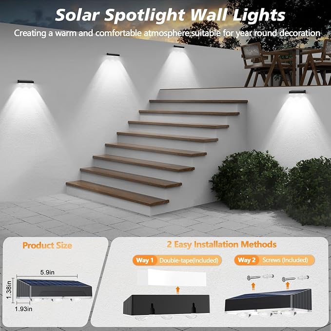 Solar Fence Lights Outdoor Waterproof，12pack High Brightness LED Spot Lens Deck - Image 6